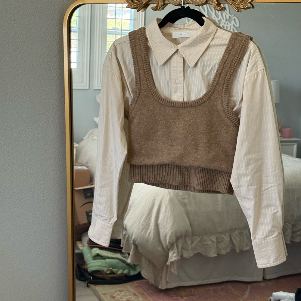 Astr The Label Guinevere Layered Sweater Vest Top 🤎 - Picture 6 of 8